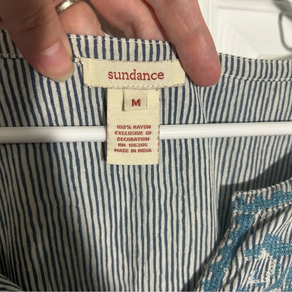 Sundance Time On Your Side Stripped Embroidered Tunic Blouse Boho Size Medium - Picture 7 of 13